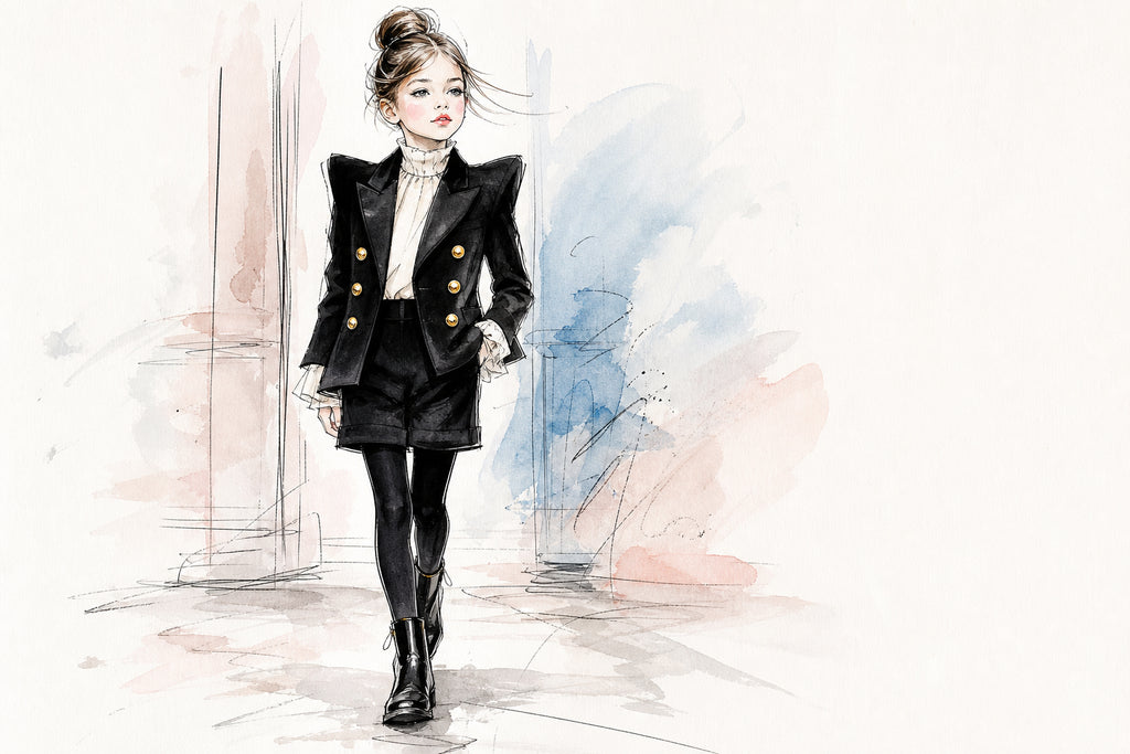 Capo Balmain per bambino con bottoni dorati, lusso nei dettagli sartoriali