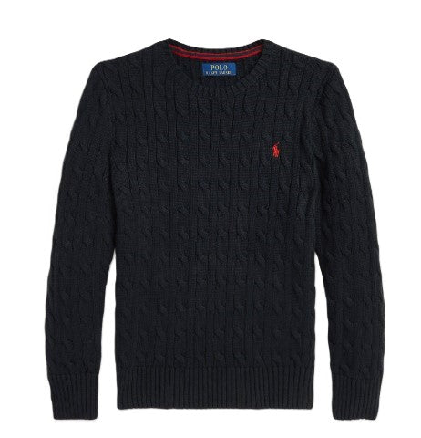 Polo ralph lauren maglia a trecce nera