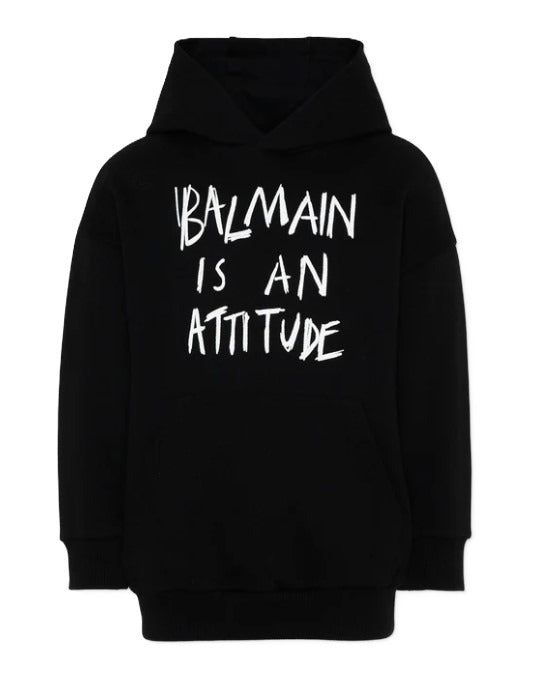 Balmain felpa con cappuccio nera - vista frontale