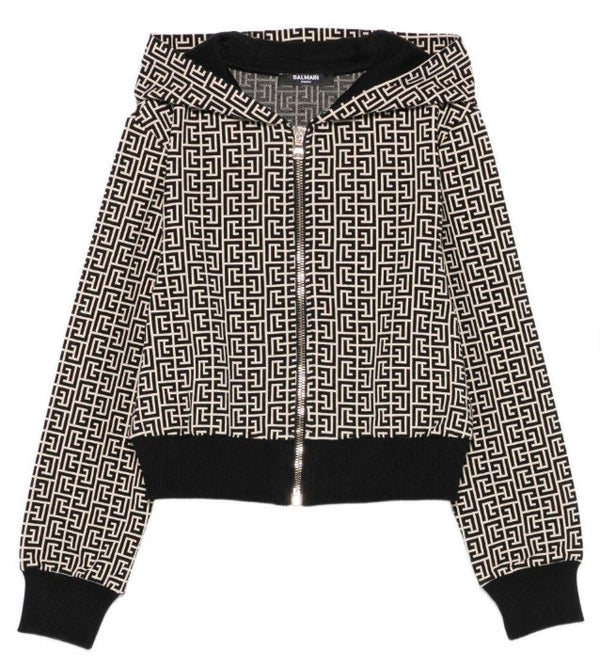 Felpa Balmain con cappuccio crema - vista frontale