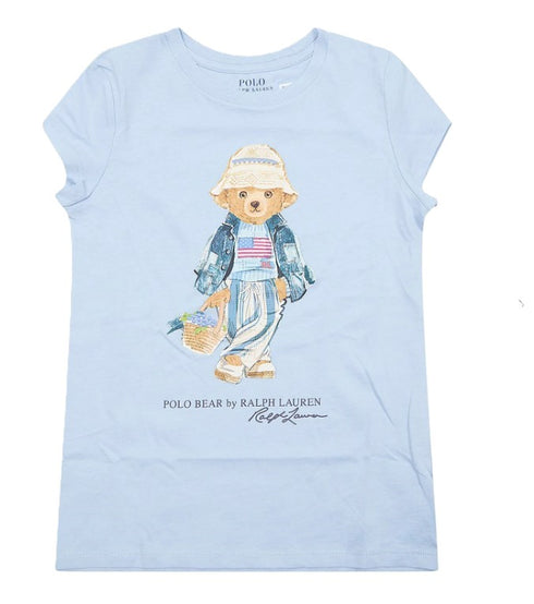 Polo ralph lauren t-shirt celeste - vista frontale