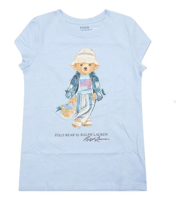 Polo ralph lauren t-shirt celeste - vista frontale