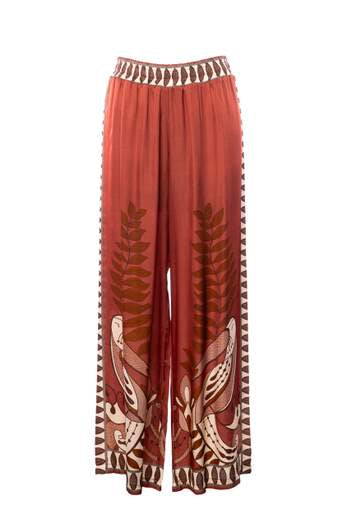 pantalone-stampa-etnica-anonyme - MARRONE - vista posteriore