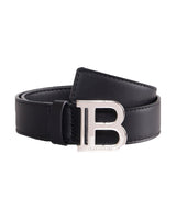 Balmain Leather belt with B monogram buckle — front view