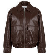 Maison margiela giacca biker con logo stampato - vista frontale